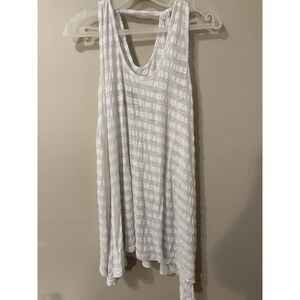 Women's Cover Me Swim Cover Up White W/ Stripes Size Small Sleeveless